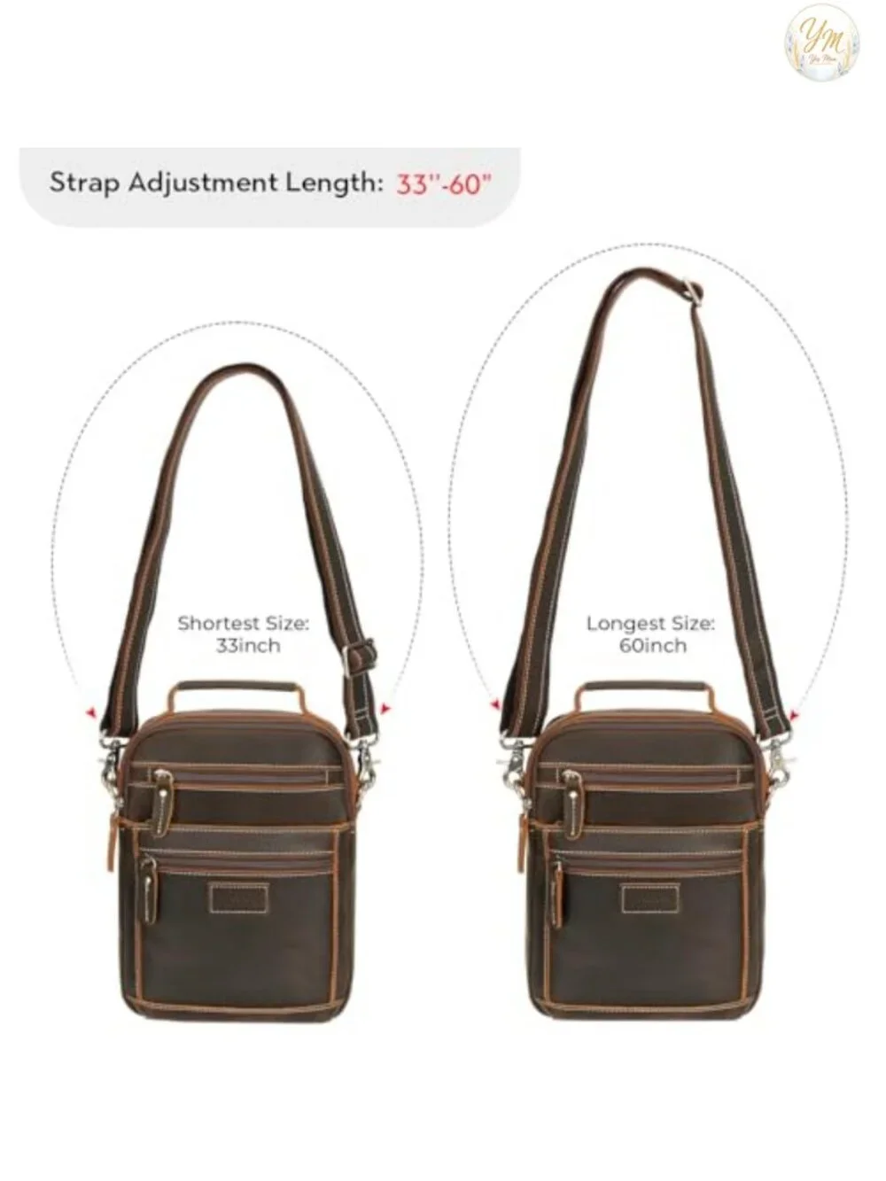 Italian Full Grain Leather Messenger Bag for Men Crossbody Shoulder Business